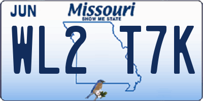 MO license plate WL2T7K