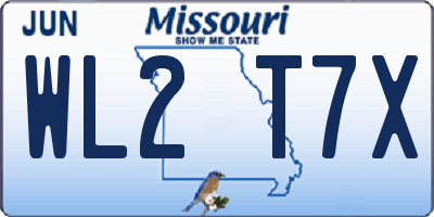 MO license plate WL2T7X