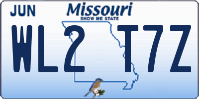 MO license plate WL2T7Z