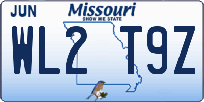MO license plate WL2T9Z
