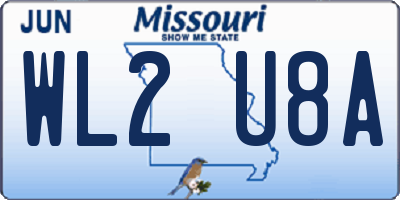 MO license plate WL2U8A