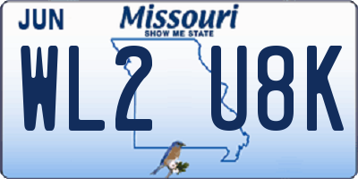 MO license plate WL2U8K