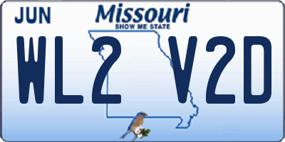 MO license plate WL2V2D