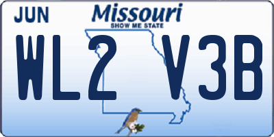MO license plate WL2V3B