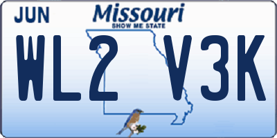 MO license plate WL2V3K