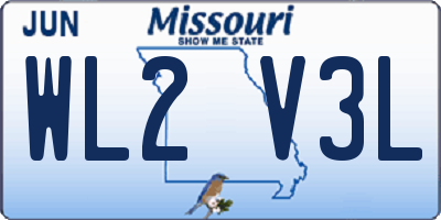 MO license plate WL2V3L