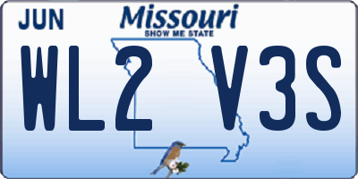MO license plate WL2V3S