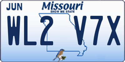 MO license plate WL2V7X