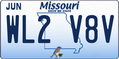 MO license plate WL2V8V