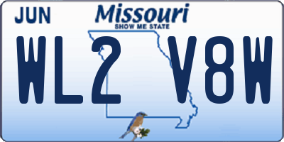 MO license plate WL2V8W