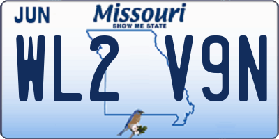 MO license plate WL2V9N