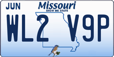 MO license plate WL2V9P