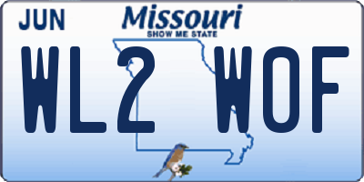 MO license plate WL2W0F