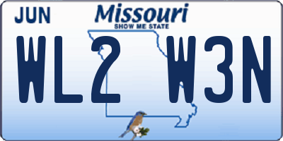 MO license plate WL2W3N