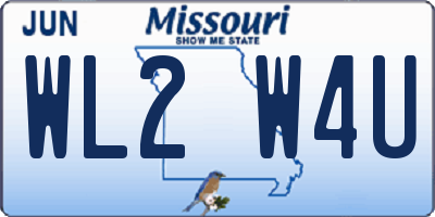 MO license plate WL2W4U