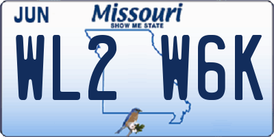 MO license plate WL2W6K