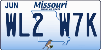 MO license plate WL2W7K