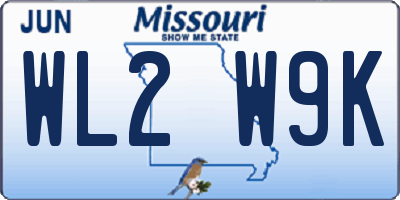 MO license plate WL2W9K