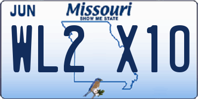 MO license plate WL2X1O