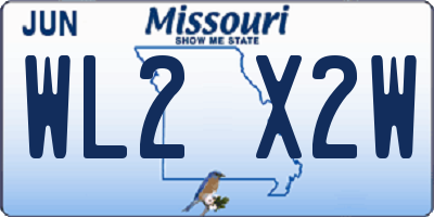 MO license plate WL2X2W