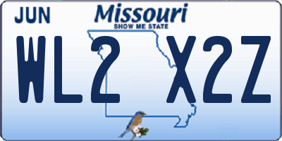 MO license plate WL2X2Z