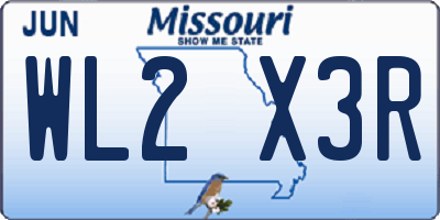 MO license plate WL2X3R
