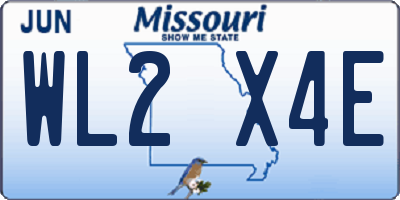 MO license plate WL2X4E