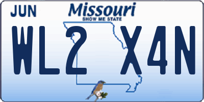 MO license plate WL2X4N