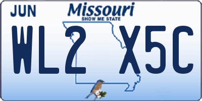 MO license plate WL2X5C