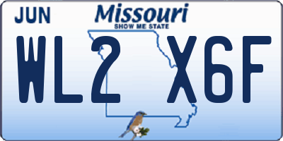MO license plate WL2X6F