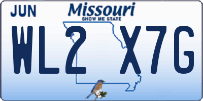 MO license plate WL2X7G