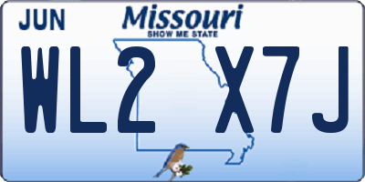 MO license plate WL2X7J