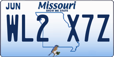 MO license plate WL2X7Z