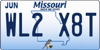 MO license plate WL2X8T