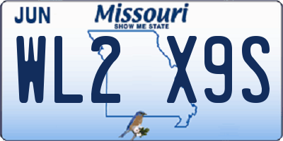MO license plate WL2X9S