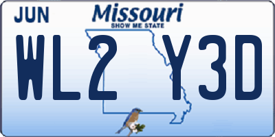 MO license plate WL2Y3D