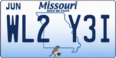 MO license plate WL2Y3I
