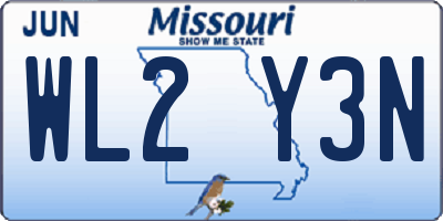 MO license plate WL2Y3N