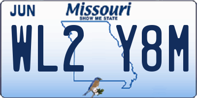 MO license plate WL2Y8M
