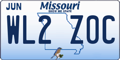 MO license plate WL2Z0C