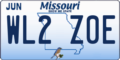 MO license plate WL2Z0E