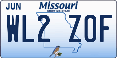 MO license plate WL2Z0F