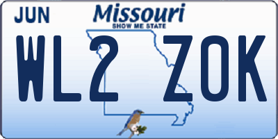 MO license plate WL2Z0K
