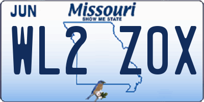 MO license plate WL2Z0X