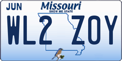 MO license plate WL2Z0Y