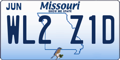 MO license plate WL2Z1D