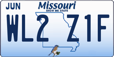 MO license plate WL2Z1F