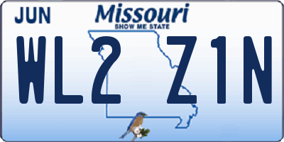 MO license plate WL2Z1N
