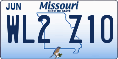 MO license plate WL2Z1O