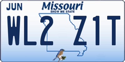 MO license plate WL2Z1T